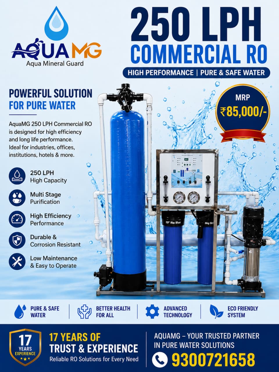 AquaMG - 250 LPH Commercial RO System